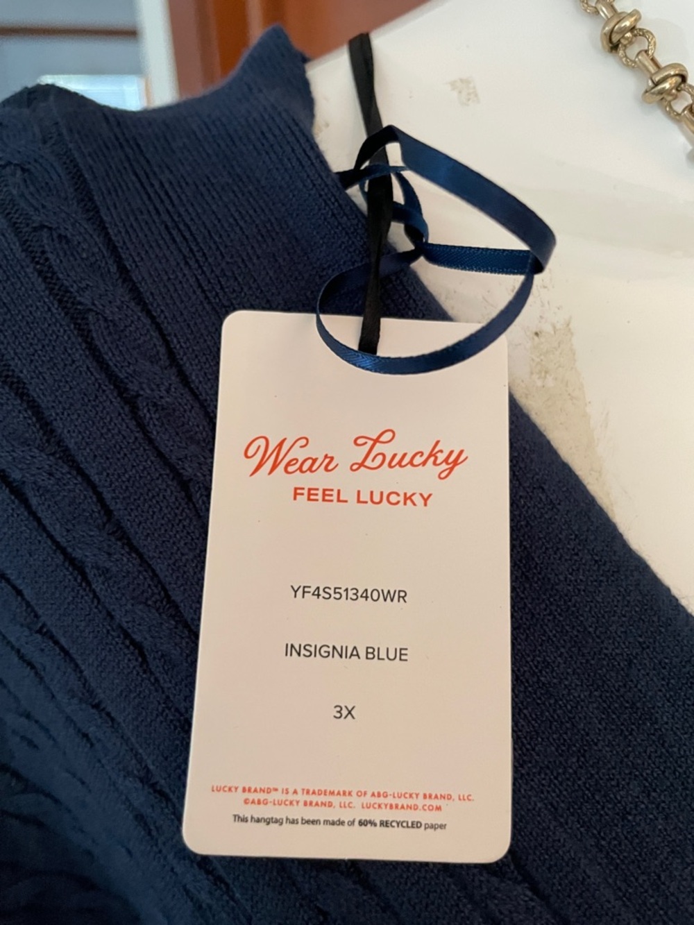 Lucky Brand Navy Ribbed V‑Neck Maxi Dress - Picture 5 of 5